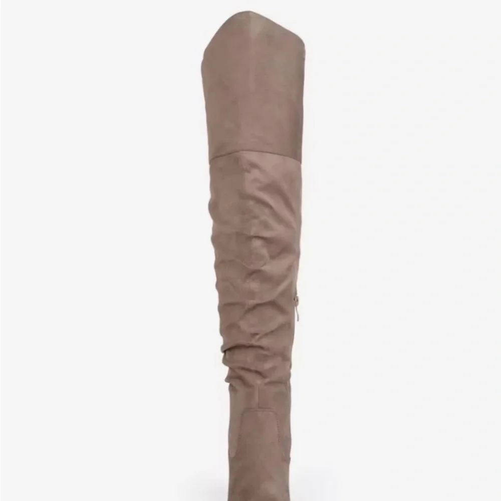 Journee Collection Taupe Slouch Over-the-Knee Block Heel Boots